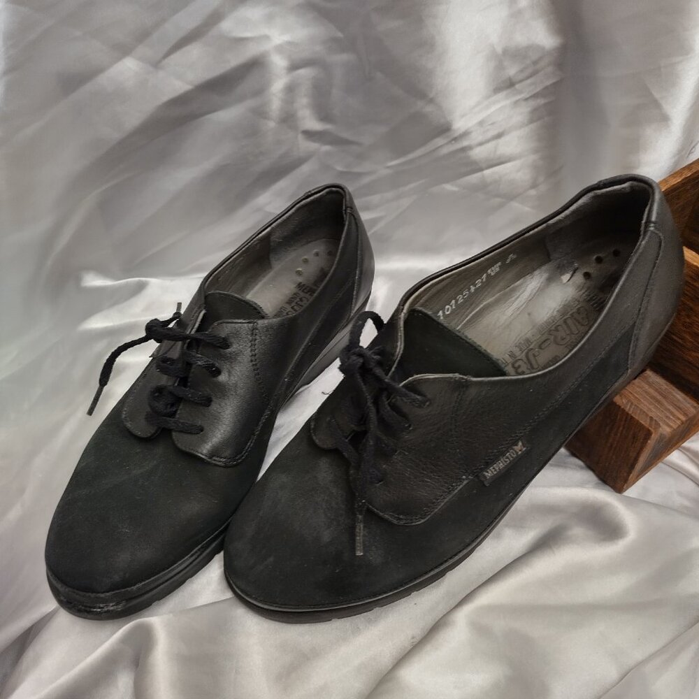 FRENCH Mephisto Chic! Shoes women Size 8 1/2 Black Leather & Suede WALKING SHOES
